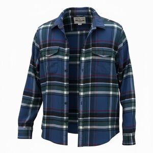 American Eagle Outfitters Blue and Green Plaid Button-Down Shirt - Men's